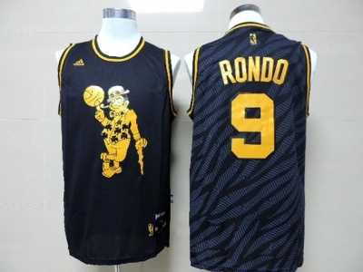 nba boston celtics #9 rondo black jerseys[gold lettering fashion]