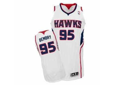 Men's Adidas Atlanta Hawks #95 DeAndre' Bembry Authentic White Home NBA Jersey