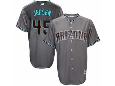 Men's Majestic Arizona Diamondbacks #45 Kevin Jepsen Replica Gray Turquoise Cool Base MLB Jersey