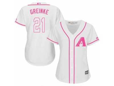 Women's Majestic Arizona Diamondbacks #21 Zack Greinke Replica White Fashion MLB Jersey