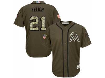 Florida Marlins #21 Christian Yelich Green Salute to Service Stitched MLB Jersey