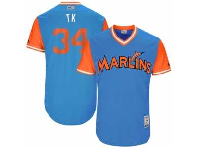 Men's 2017 Little League World Series Marlins #34 Tom Koehler T.K. Blue Jersey