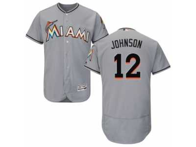 Men's Majestic Miami Marlins #12 Chris Johnson Grey Flexbase Authentic Collection MLB Jersey