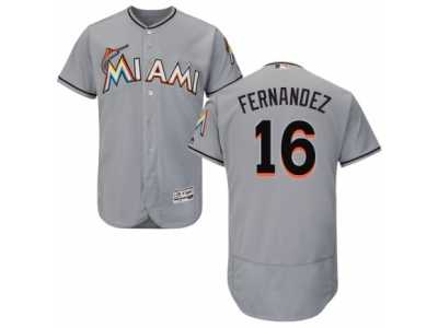 Men's Majestic Miami Marlins #16 Jose Fernandez Grey Flexbase Authentic Collection MLB Jersey