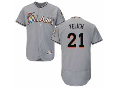 Men's Majestic Miami Marlins #21 Christian Yelich Grey Flexbase Authentic Collection MLB Jersey