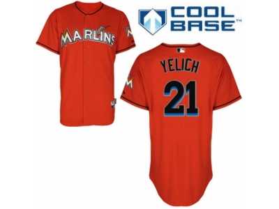 Men's Majestic Miami Marlins #21 Christian Yelich Replica Orange Alternate 1 Cool Base MLB Jersey