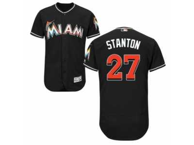 Men's Majestic Miami Marlins #27 Giancarlo Stanton Black Flexbase Authentic Collection MLB Jersey