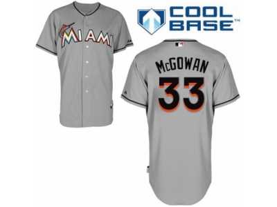 Men's Majestic Miami Marlins #33 Dustin McGowan Replica Grey Road Cool Base MLB Jersey