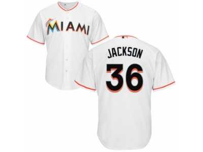 Men's Majestic Miami Marlins #36 Edwin Jackson Replica White Home Cool Base MLB Jersey