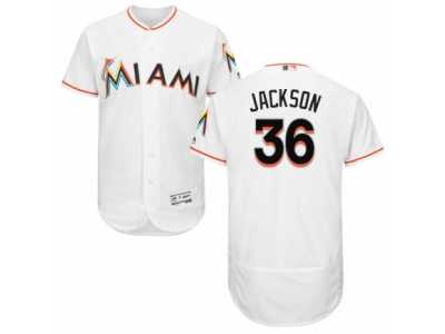 Men's Majestic Miami Marlins #36 Edwin Jackson White Flexbase Authentic Collection MLB Jersey