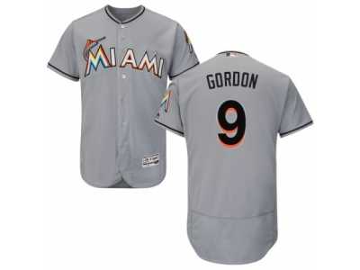 Men's Majestic Miami Marlins #9 Dee Gordon Grey Flexbase Authentic Collection MLB Jersey