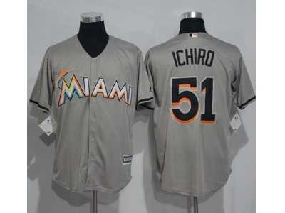 Miami Marlins #51 Ichiro Suzuki Grey New Cool Base Stitched MLB Jersey