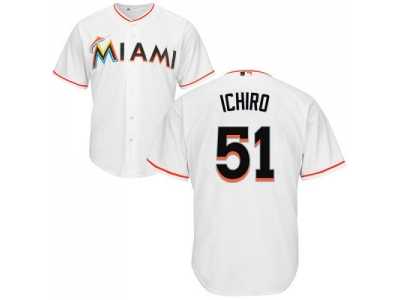 Youth Miami Marlins #51 Ichiro Suzuki White Cool Base Stitched MLB Jersey