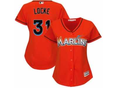 Women's Majestic Miami Marlins #31 Jeff Locke Authentic Orange Alternate 1 Cool Base MLB Jersey