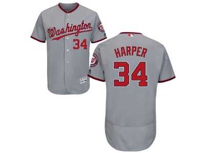 Men's Majestic Washington Nationals #34 Bryce Harper Grey Flexbase Authentic Collection MLB Jersey