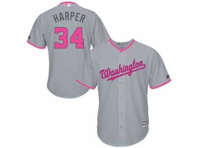 Washington Nationals #34 Bryce Harper Gary Home 2016 Mother's Day Cool Base Jersey