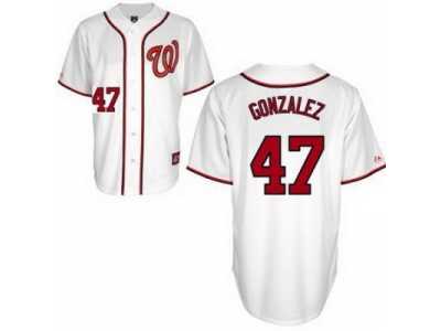 mlb Washington Nationals #47 Gonzalez white