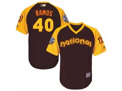 Youth Majestic Washington Nationals #40 Wilson Ramos Authentic Brown 2016 All-Star National League BP Cool Base MLB Jersey