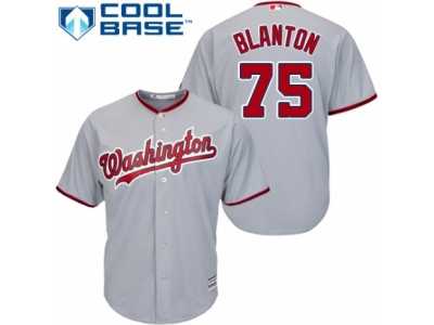 Youth Majestic Washington Nationals #75 Joe Blanton Replica Grey Road Cool Base MLB Jersey