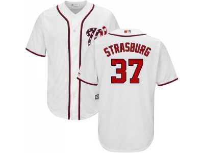 Youth Washington Nationals #37 Stephen Strasburg White Cool Base Stitched MLB Jersey