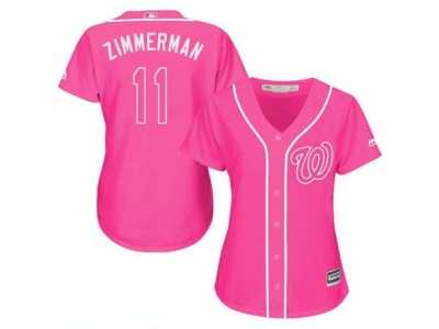 Women's Majestic Washington Nationals #11 Ryan Zimmerman Replica Pink Fashion Cool Base MLB Jersey