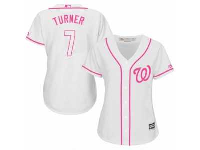 Women's Majestic Washington Nationals #7 Trea Turner Replica White Fashion Cool Base MLB Jersey