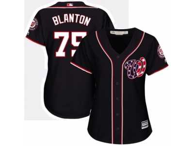 Women's Majestic Washington Nationals #75 Joe Blanton Replica Navy Blue Alternate 2 Cool Base MLB Jersey