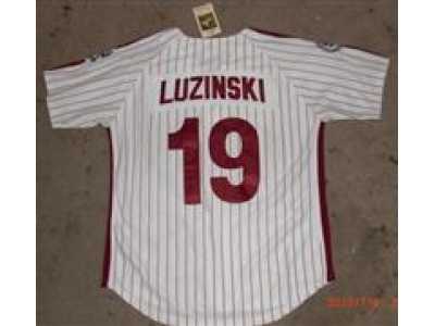 MLB Montreal Expos #19 LUZINSKI white jerseys Pinstripe