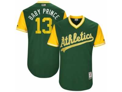 Men's 2017 Little League World Series Athletics Bruce Maxwell #13 Baby Prince Green Jersey
