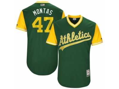 Men's 2017 Little League World Series Athletics Frankie Montas #47 Montas Green Jersey