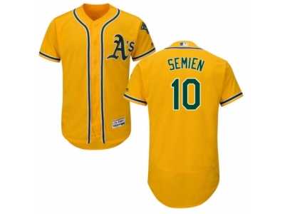 Men's Majestic Oakland Athletics #10 Marcus Semien Gold Flexbase Authentic Collection MLB Jersey