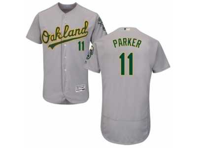 Men\'s Majestic Oakland Athletics #11 Jarrod Parker Grey Flexbase Authentic Collection MLB Jersey