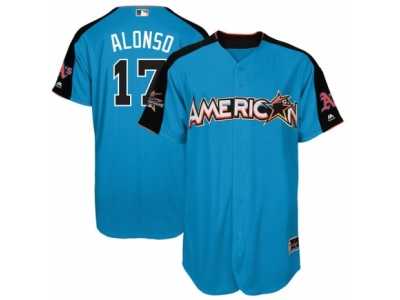 Men's Majestic Oakland Athletics #17 Yonder Alonso Replica Blue American League 2017 MLB All-Star MLB Jersey
