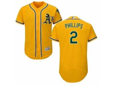 Men's Majestic Oakland Athletics #2 Tony Phillips Gold Flexbase Authentic Collection MLB Jersey