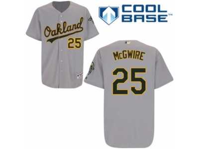 Men's Majestic Oakland Athletics #25 Mark McGwire Authentic Grey Road Cool Base MLB Jersey