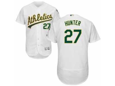 Men's Majestic Oakland Athletics #27 Catfish Hunter White Flexbase Authentic Collection MLB Jersey