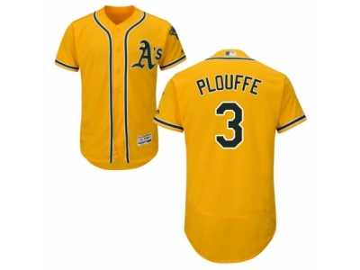 Men's Majestic Oakland Athletics #3 Trevor Plouffe Gold Flexbase Authentic Collection MLB Jersey