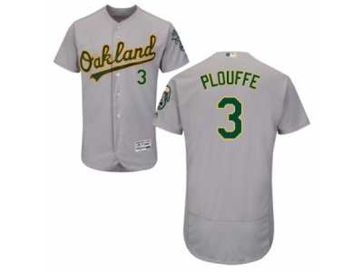 Men\'s Majestic Oakland Athletics #3 Trevor Plouffe Grey Flexbase Authentic Collection MLB Jersey