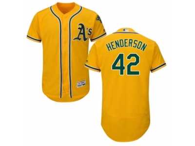 Men's Majestic Oakland Athletics #42 Dave Henderson Gold Flexbase Authentic Collection MLB Jersey