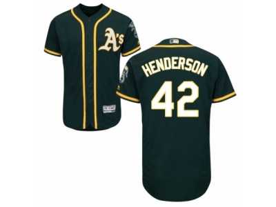 Men's Majestic Oakland Athletics #42 Dave Henderson Green Flexbase Authentic Collection MLB Jersey