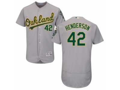 Men's Majestic Oakland Athletics #42 Dave Henderson Grey Flexbase Authentic Collection MLB Jersey
