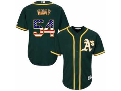 Men's Majestic Oakland Athletics #54 Sonny Gray Authentic Green USA Flag Fashion MLB Jersey