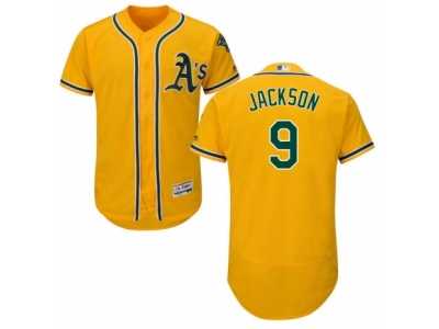 Men\'s Majestic Oakland Athletics #9 Reggie Jackson Gold Flexbase Authentic Collection MLB Jersey