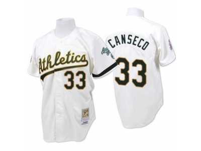 Men\'s Mitchell and Ness Oakland Athletics #33 Jose Canseco Replica White Throwback MLB Jersey