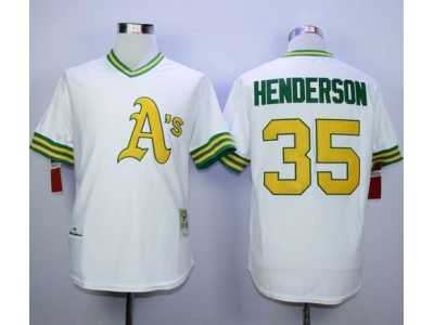 Mitchell And Ness Oakland Athletics #35 Rickey Henderson White Cool Base Stitched MLB Jersey