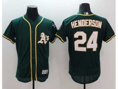 Oakland Athletics #24 Rickey Henderson Green Flexbase Authentic Collection Stitched Baseball Jersey