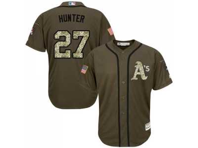 Oakland Athletics #27 Catfish Hunter Green Salute to Service Stitched Baseball Jersey