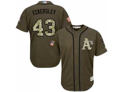 Oakland Athletics #43 Dennis Eckersley Green Salute to Service Stitched Baseball Jersey