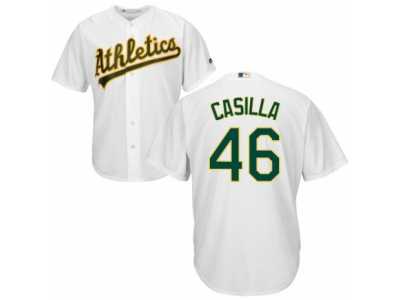 Youth Majestic Oakland Athletics #46 Santiago Casilla Authentic White Home Cool Base MLB Jersey