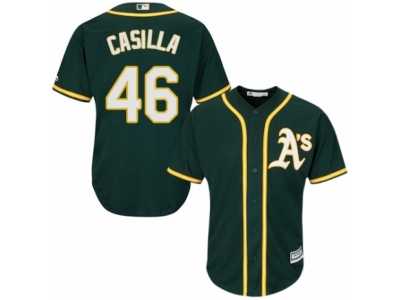 Youth Majestic Oakland Athletics #46 Santiago Casilla Replica Green Alternate 1 Cool Base MLB Jersey